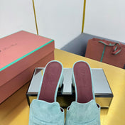 LP BLOCK HEEL SANDALS 25S IN POWDER BLUE SUEDE