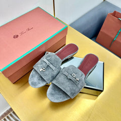 LP SANDALS 25S IN DARK GRAY SUEDE WITH SILVER HARDWARE