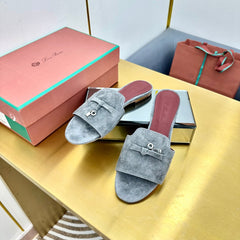 LP SANDALS 25S IN DARK GRAY SUEDE WITH SILVER HARDWARE