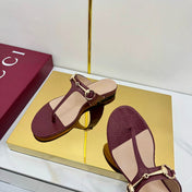THONG SANDALS IN RED LAMBSKIN PRINTED LOGO WITH GOLD HARDWARE