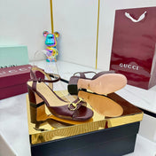 GG HEELED SANDALS 25S 65 MM IN DARK RED LAMBSKIN WITH GOLD HARDWARE