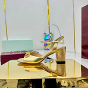 GG HEELED SANDALS 25S 65 MM IN GOLD LAMBSKIN WITH GOLD HARDWARE