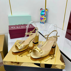 GG HEELED SANDALS 25S 65 MM IN GOLD LAMBSKIN WITH GOLD HARDWARE