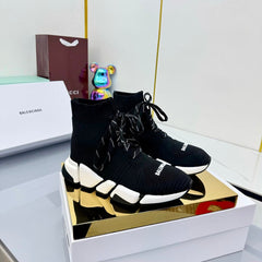 BALENCIAGA 25S SPEED 2.0 LACE-UP SNEAKERS IN BLACK KNITTED STYLE 4