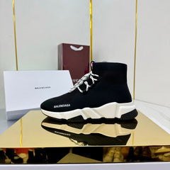 BALENCIAGA 25S SPEED 2.0 LACE-UP SNEAKERS IN BLACK KNITTED STYLE 2