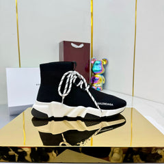 BALENCIAGA 25S SPEED 2.0 LACE-UP SNEAKERS IN BLACK KNITTED STYLE 2