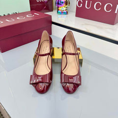 GG MARY JANE 25S IN RED LAMBSKIN WITH BOW