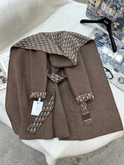 DIOR HOODED COAT IN DARK BROWN WOOL