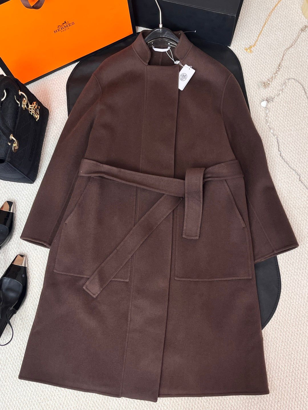 HERMES 25S REVERSIBLE LONG CASHMERE COAT 237