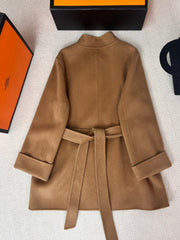 HERMES 25S STAND-COLLAR CASHMERE COAT 207