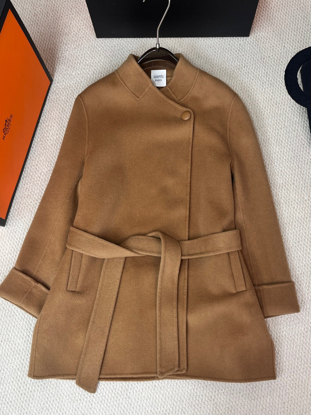 HERMES 25S STAND-COLLAR CASHMERE COAT 207