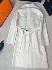 HERMES 25S LONG CASHMERE PIG-NOSE COAT 206