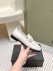 CHANEL 25S GODDESS FLAT LOAFERS IN WHITE CALFSKIN GOLD HARDWARE