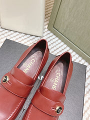 CHANEL 25S GODDESS MOCCASIN LOAFERS 65MM IN DARK RED CALFSKIN GOLD HARDWARE