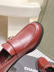 CHANEL 25S GODDESS MOCCASIN LOAFERS 65MM IN DARK RED CALFSKIN GOLD HARDWARE