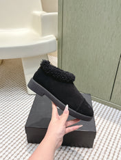 CHANEL 25S SHORT SUEDE BOOTS IN BLACK WITH SHEEPSKIN LINING