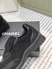 CHANEL 25S SNEAKERS 35MM IN BLACK SUEDE WITH VELCRO STRAPS