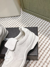 CHANEL 25S SNEAKERS 35MM IN GREIGE SUEDE WITH VELCRO STRAPS
