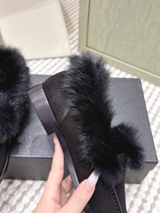 CHANEL 25S LOAFERS MOCCASIN IN BLACK SUEDE WITH MINK FUR LINING