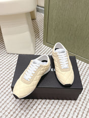 CHANEL 25S SNEAKERS IN LIGHT YELLOW CALFSKIN AND SUEDE