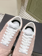 CHANEL 25S SNEAKERS IN LIGHT PINK CALFSKIN AND SUEDE