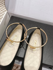 CHANEL 25S BALLERINA SHOES IN BLACK CALFSKIN GOLD HARDWARE