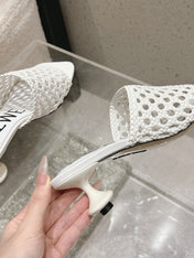 LOEWE 26S WOVEN HEEL SANDALS 50 MM IN WHITE LAMBSKIN