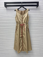 Miu Sleeveless Technical Nylon Beige Dress