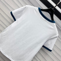 GG White Blue Cotton Jersey T-shirt With Print