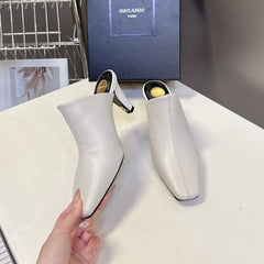YSL 25S HIGH-HEEL SANDALS 75 MM IN WHITE LAMBSKIN