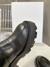 DIORALPS ANKLE BOOTS 25S IN BLACK LAMBSKIN AND BEIGE WOOL WITH SILVER HARDWARE