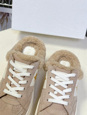 DIOR 25S DIOR STAR SNEAKERS 40 MM IN NUDE PINK SUEDE AND WOOL