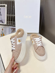 DIOR 25S DIOR STAR SNEAKERS 40 MM IN NUDE PINK SUEDE AND WOOL