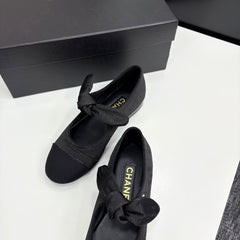 CC BALLET FLATS 25S IN BLACK FABRIC WITH BOW