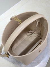 YSL 25S LE 5 À 7 BUCKET 26 IN NUDE CALFSKIN GOLD HARDWARE