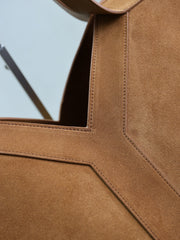 YSL 25S Y MAXI TOTE 50 IN CARAMEL SUEDE GOLD HARDWRE