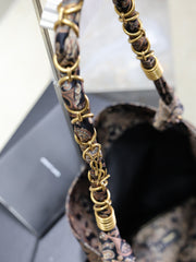 YSL 25S AMALIA 50 IN NAVY MULTICOLOR  SILK TWILL GOLD HARDWRE