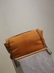 YSL 25S CALYPSO GM 38 IN BURNT ORANGE GRAINED CALFSKIN GOLD HARDWRE