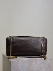 YSL 25S CALYPSO 30 IN DARK CHOCOLATE GRAINED CALFSKIN GOLD HARDWARE