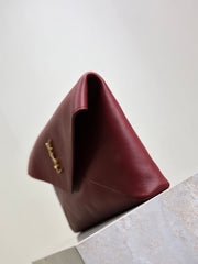 YSL 25S CASSANDRE LARGE ENVELOPE POUCH 29 IN DARK RUBY SHINY CALFSKIN GOLD HARDWRE