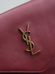 YSL 25S CASSANDRE LARGE ENVELOPE POUCH 29 IN DARK RUBY SHINY CALFSKIN GOLD HARDWRE