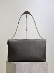 YSL 25S CASSANDRE ENVELOPE MESSENGER 35 IN LIGHT MUSK LAMBSKIN GOLD HARDWRE