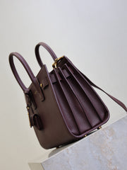 YSL 25S SAC DE JOUR MM 26 IN ROUGE CABERNET SUPPLE GRAINED CALFSKIN