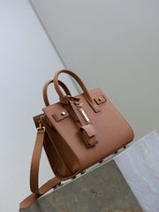 YSL 25S SAC DE JOUR MM 26 IN CHESTNUT BROWN SUPPLE GRAINED CALFSKIN