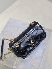 YSL 25S NIKI BAG 18 IN BLACK GLOSSY CALFSKIN GOLD HARDWARE