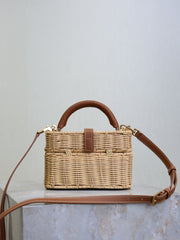 YSL 25S GABY MINI BAG 18 IN OSIER AND BROWN CALFSKIN GOLD HARDWRE