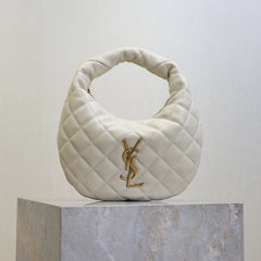 YSL 25S ICARINO 17 IN WHITE QUILTED CALFSKIN GOLD HARDWRE