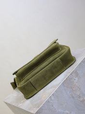 YSL 25S NIKI SATCHEL 22 IN BARLEY GREEN SUEDE GOLD HARDWRE