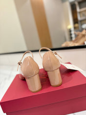 VALENTINO 26S MARY JANE HEELS 60 MM IN NUDE PATENT CALFSKIN