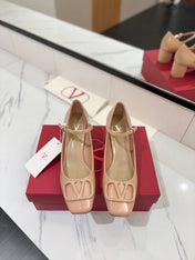VALENTINO 26S MARY JANE HEELS 60 MM IN NUDE PATENT CALFSKIN